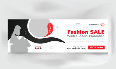 fashion sale facebook cover template, social media web banner design