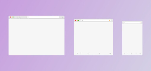Fototapete - Browser mockup for computer, tablet and smartphone. Design website design in a flat layout. Stock Vector 
