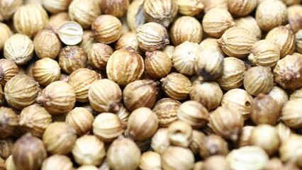 Poster - a large pile of natural dried coriander in a pile