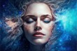 © Roman - Lucid dreaming astral projection close up woman meditation illustration generative ai