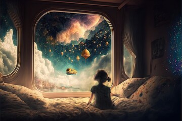 Wall Mural - lucid dreaming astral projection illustration generative ai