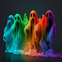 Poster - ghosts all colors of the rainbow Generative AI