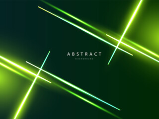 Wall Mural - abstract background with green neon laser lines