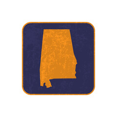 Alabama state map square with grunge texture. Vector illustration.