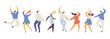 © Oksana - Dancing people silhouette flat vector set. Party. .