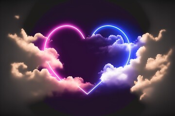 Wall Mural - heart shaped cloud. generative ai