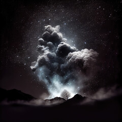 Wall Mural - Starry night sky clouds - By Generative AI