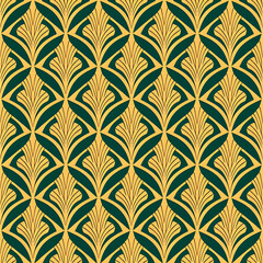 Canvas Print - Seamless art deco nouveau tile pattern. Generative AI