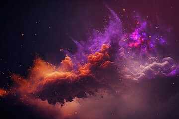 Wall Mural - violet and orange smoke with shiny glitter particles space cloud-stan