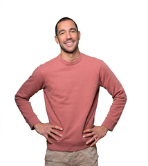 Poster - Amazed young man looking up gesture