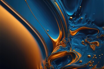 Wall Mural - Blue and Gold Fluid color background