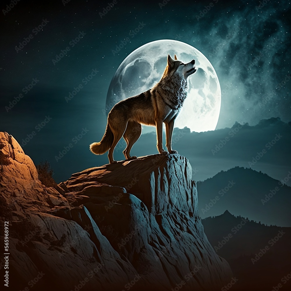 Moon Wolves wolf howling at the moon Stock Illustration | Adobe Stock