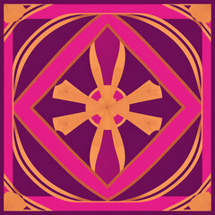 Wall Mural - Seamless art deco nouveau turquoise and magenta pattern. Generative AI 