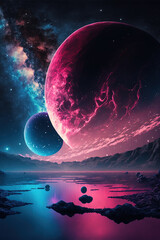 fantasy planet and starscapes. generative ai