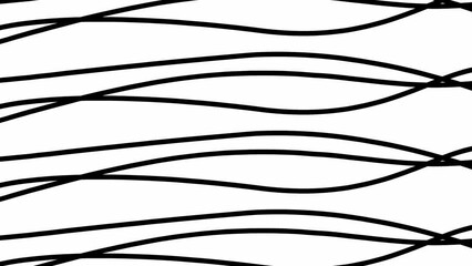 Wall Mural - Animated stripes appear and disappear. Decorative black lines. Waves gradually changes shape. Looped video. Vector illustration isolated on a white background.