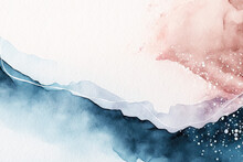 Abstract Watercolor Background. Blue And Beige Watercolor Texture. Artistic Digital Wallpaper.
