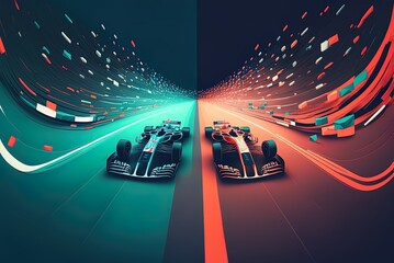 Wall Mural - Generative ai formula one racing championship with vehicles passing and passing again Generative AI