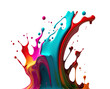 Rainbow splash wave. Colorful paint splash. Isolated design element on the transparent background.  Generative AI.