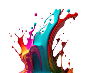 Wall Mural - rainbow splash wave. colorful paint splash. isolated design element on the transparent background. g