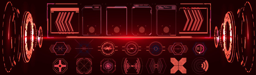 Poster - Head-up display elements for the web and app. Futuristic user interface. set of black and white infographic elements.