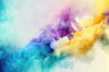 Wall Mural - Watercolor texture clouds, misty soft colors wavy background, artistic illustration backdrop, generative ai