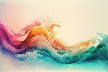 Wall Mural - Watercolor texture waves, soft colorw wavy background, artistic illustration backdrop, generative ai