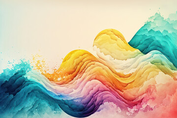 Wall Mural - Watercolor texture waves, soft colorw wavy background, artistic illustration backdrop, generative ai