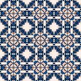 Fototapeta Kuchnia - Indigo Blue white watercolor batik blur azulejos tile background. Seamless coastal blur painterly geometric mosaic effect. Patchwork masculine all over summer fashion damask repeat