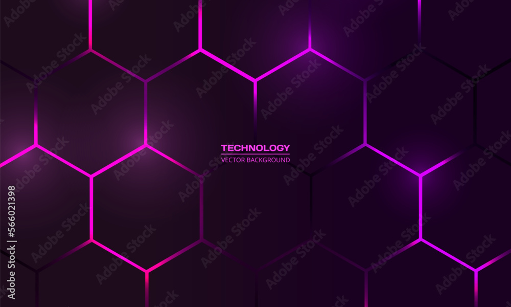 Vector de Stock Dark violet and purple hexagonal technology vector ...
