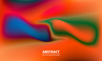 Poster - Orange abstract background with blurred multicolor gradient and halftones shapes. Vector illustration