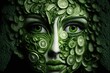 Face made of cucumbers, concept of using cucumber for face treatment, skin health, Vegetable Art and Food Art, created with Generative AI technology