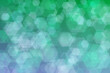 irish green and faded blue abstract defocused background, hexagon shape bokeh pattern