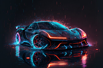 Futuristic car vivid colors vehicle illustration