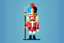 Nutcracker Toy Soldier Traditional Figurine With Copy Space, Nutcracker Banner For Christmas, Created With Generative Ai	
