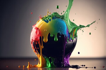 Wall Mural - Paint splash with ball wallpaper