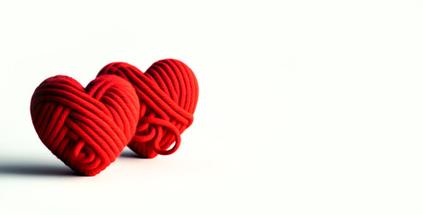 Red heart made out of yarn