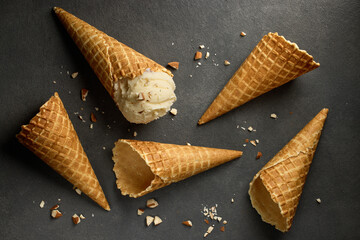 Canvas Print - ice cream waffle cones