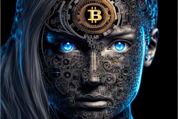 Canvas Print - Bitcoin beyond the future and reality. 3d rendering