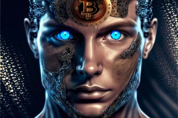 Canvas Print - Bitcoin beyond the future and reality. 3d rendering