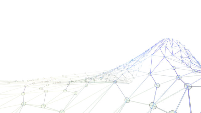 Clear glass atom structure on white background under spot light environment. Concept 3D CG of biological science, network technology and human strategy.