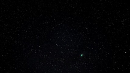 Wall Mural - On January 25, 2023, the rare green comet C/2022 E3 (ZTF) made its way across the night sky between the Little Dipper and the Big Dipper. This timelapse was filmed near Ashland Oregon.