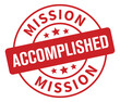 Round mission accomplished or objective complete vector stamp label icon for apps and websites
