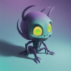 Wall Mural - Plastic toy that captures the essence of a tiny, cute and creepy alien. AI generated