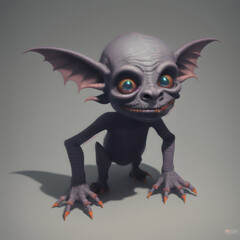 Wall Mural - Surreal and miniature creepy goblin figurine. AI generated 3D