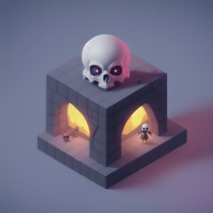 Wall Mural - A plastic death toy that's cute and eerie. AI generated 3D