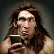 Neandertaler mit Smartphone in der Hand - Generative AI