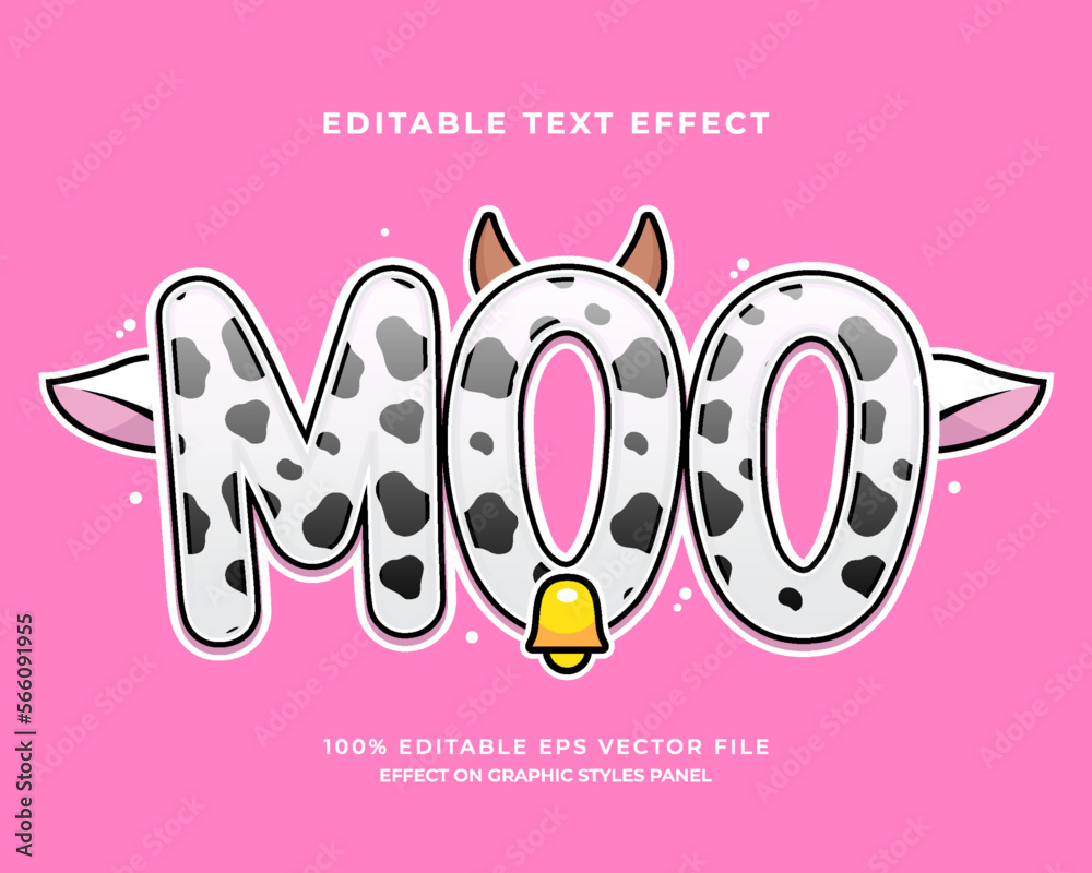 decorative moo editable text effect vector design Stock Vector | Adobe ...