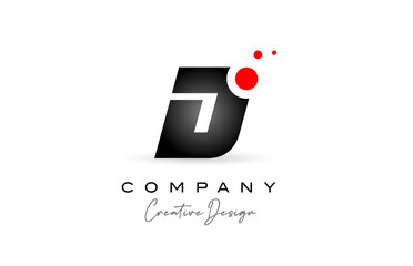 black and white D alphabet letter logo with red dot. Corporate creative template design for business and company