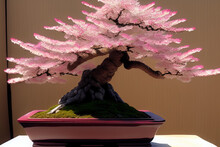 Japanese Bonsai Tree In A Vase - Generative Ai Illustration