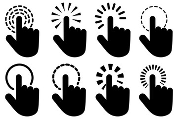 Poster - set fingers cursors. Computer interface. Digital technology. Vector illustration.